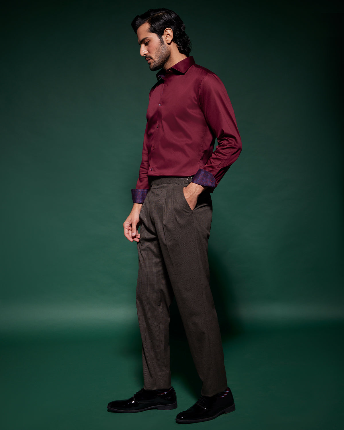 Serenade Stretch Satin Shirt - Maroon