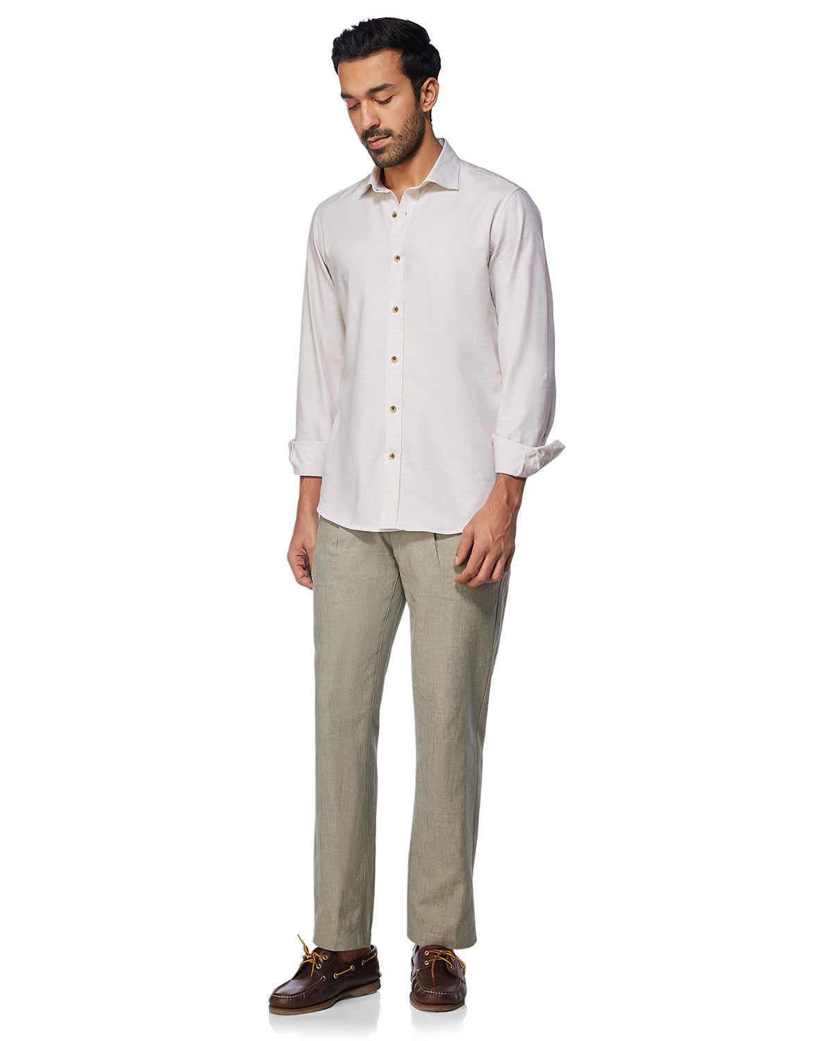 Brushed Twill Shirt - Beige