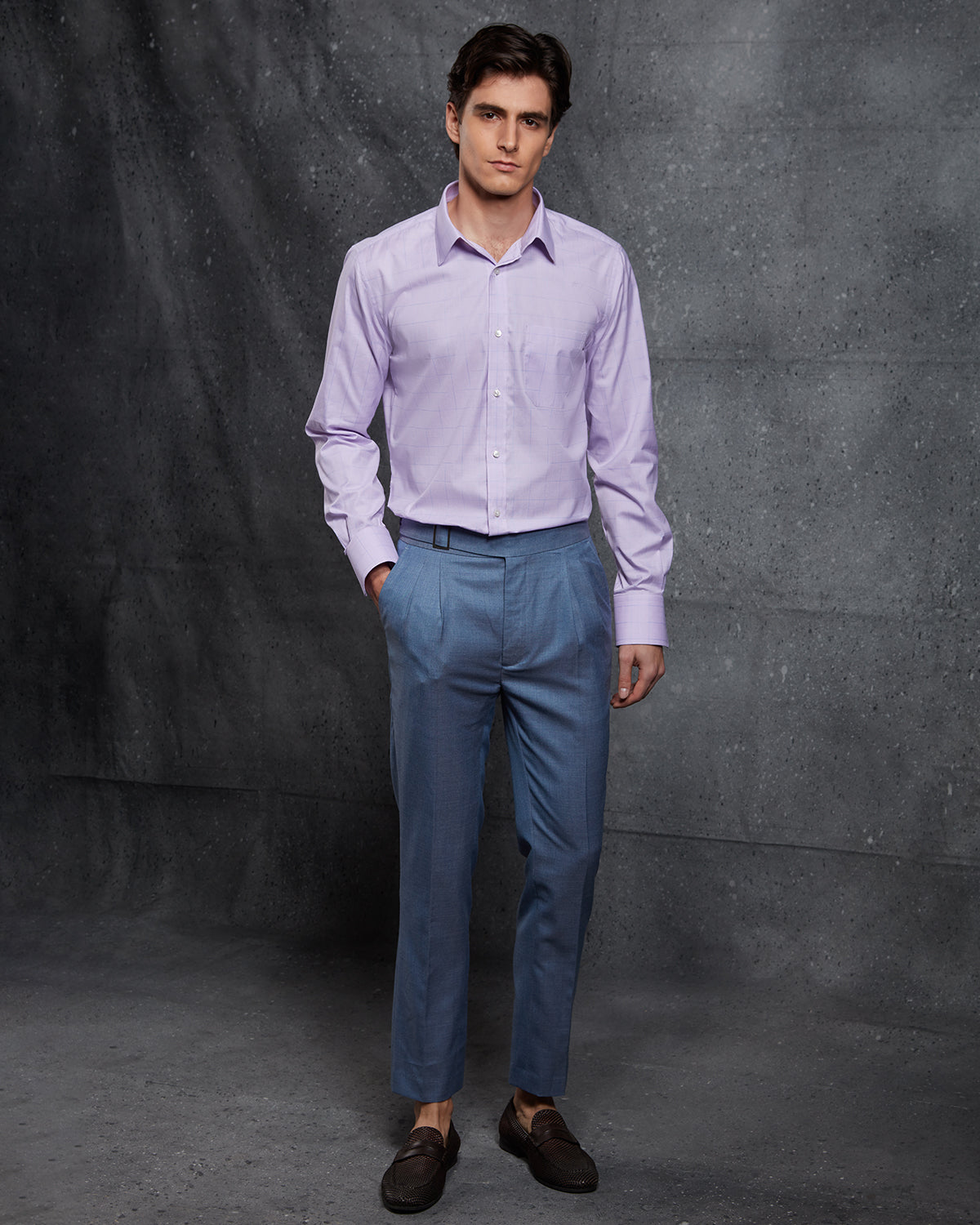 Glen Plaid Checked Shirt - Lavender