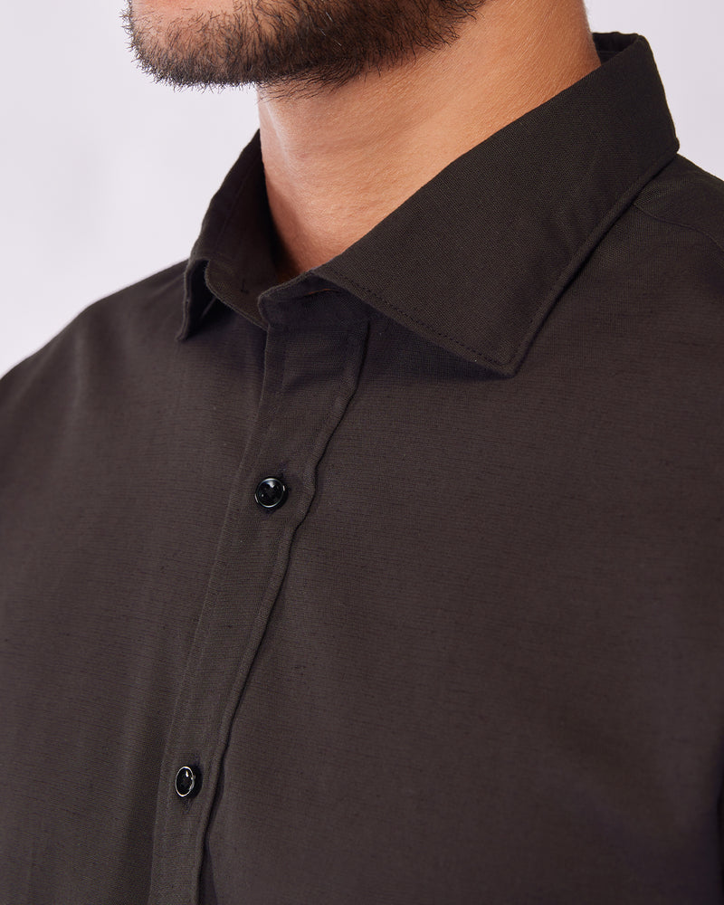 Cotton Linen Shirt - Dark Grey