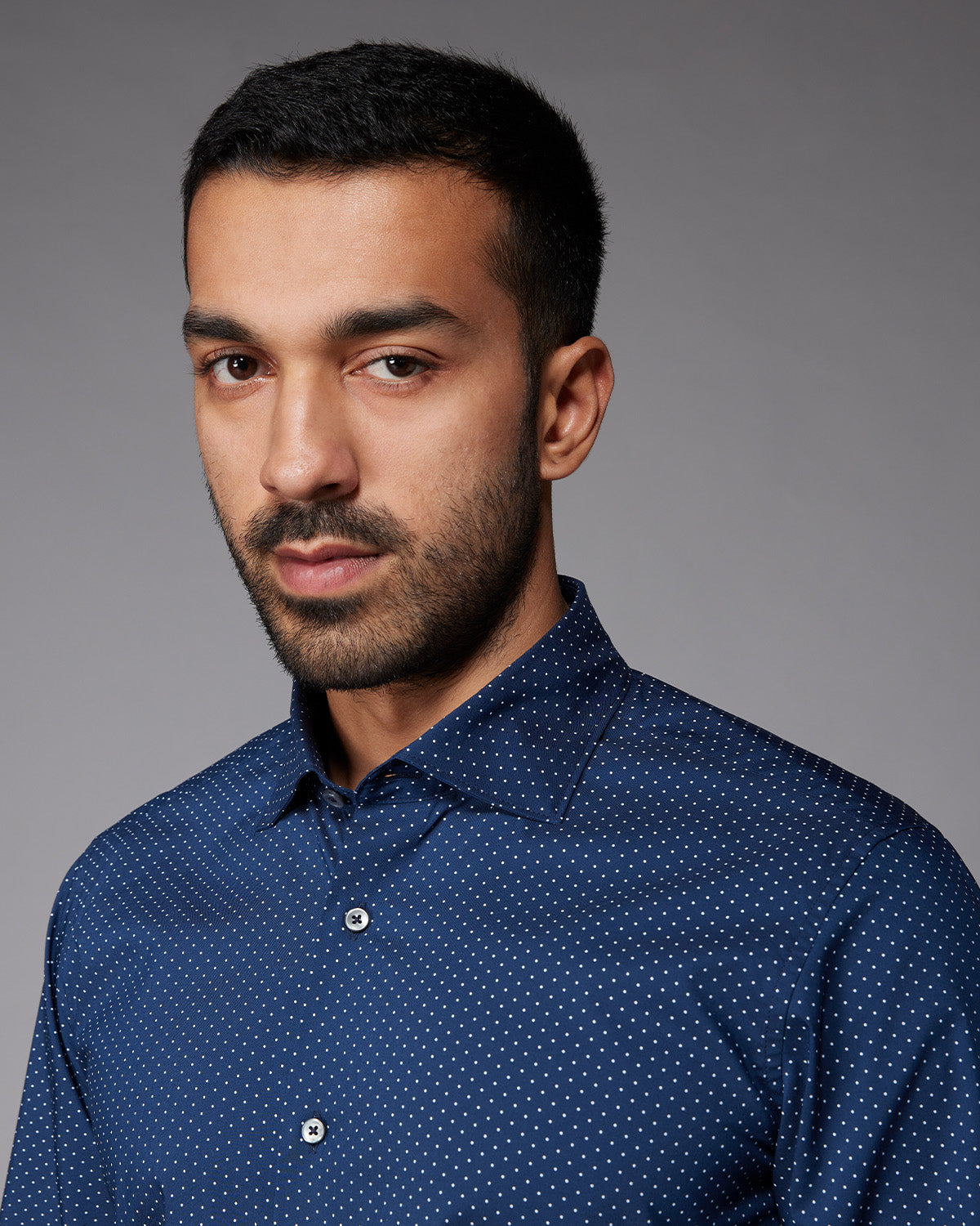 Polka Dot Printed Shirt - Navy