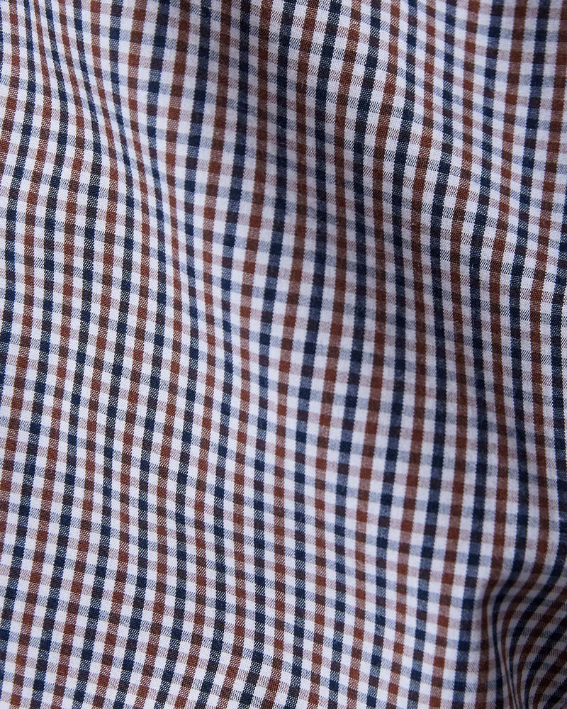 Brown & Blue Micro-Checked Shirt