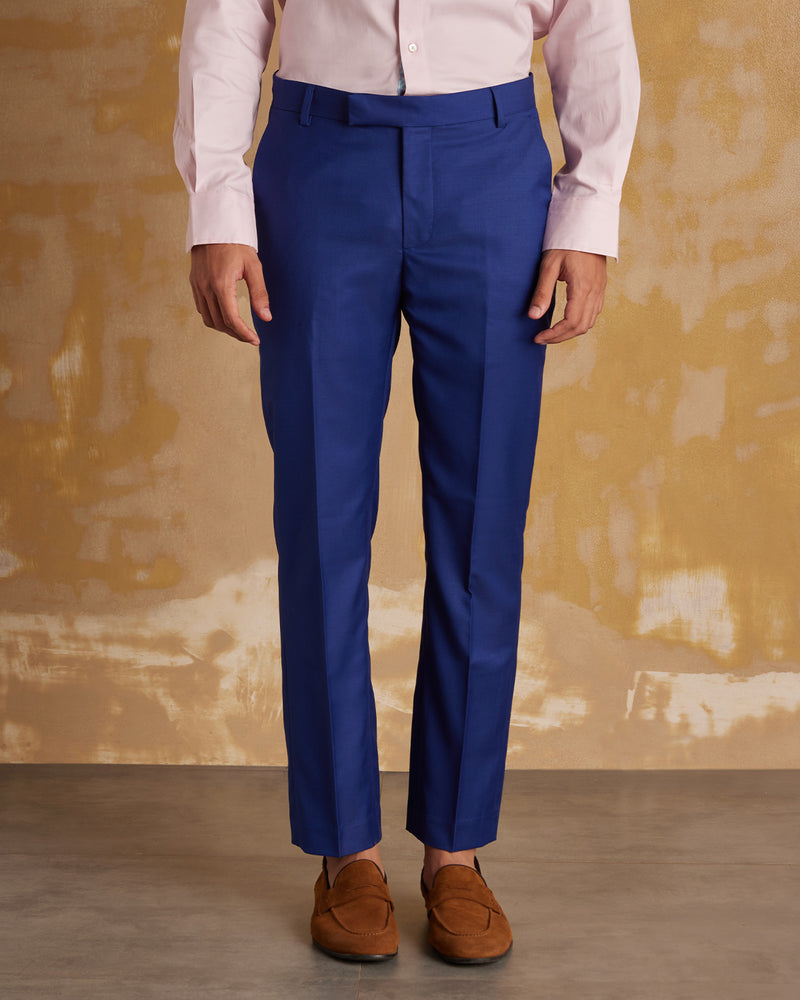 Textured Formal Trousers In Blue B91 Beck
