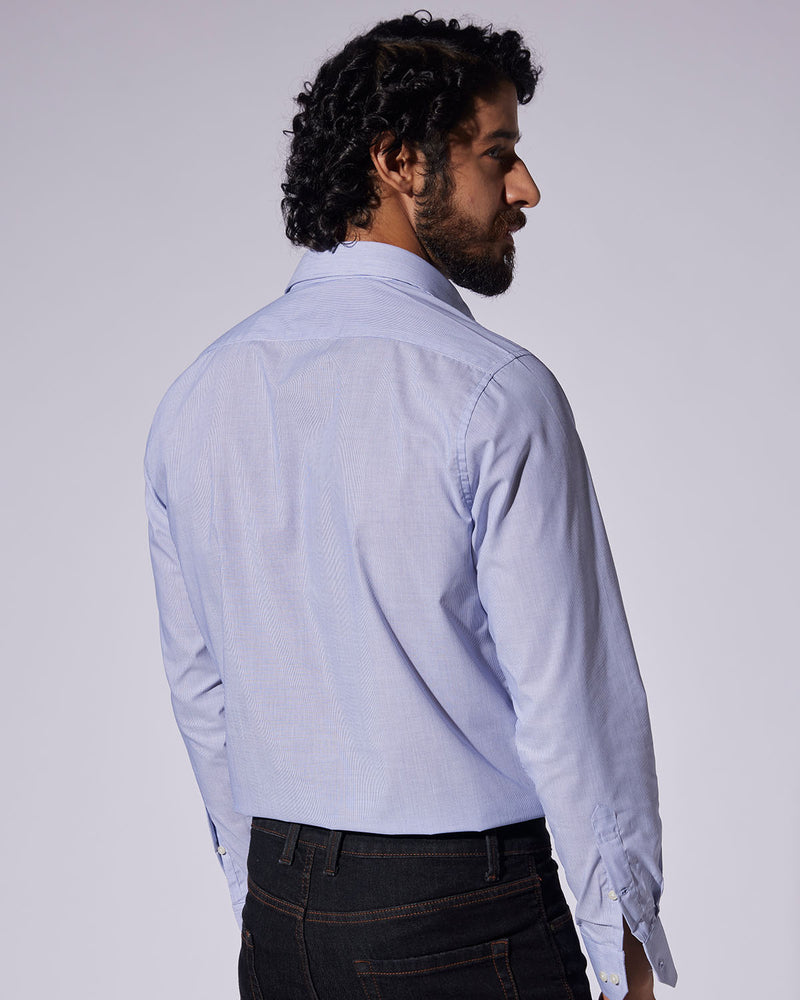 Dark Blue Pinstriped Shirt