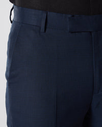 Prime Blended Wool Houndstooth Dress Pants - Navy