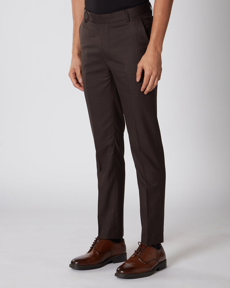 Muesli Brown Textured Premium WoolBlend Pant For Men