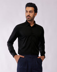 Wrinkle-Free Bamboo-Blend Shirt - Black