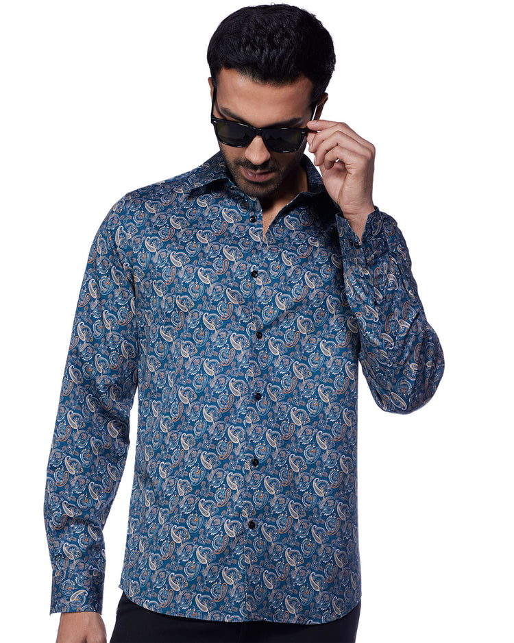 Paisley Printed Shirt - Navy