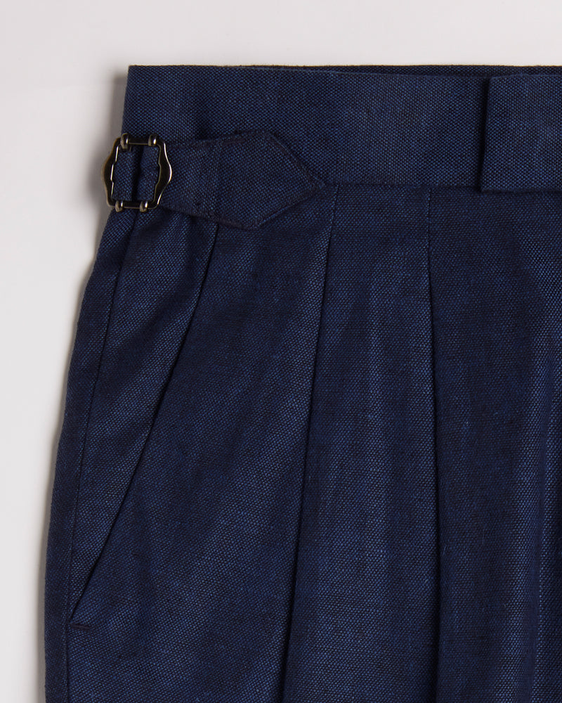 Ethereal Cotton Linen Neapolitan Dress Pants - Navy