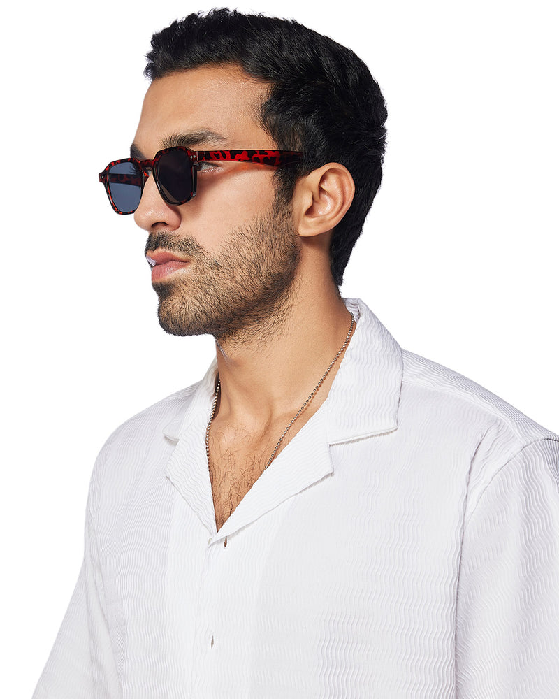 White Stretch Textured Shirt