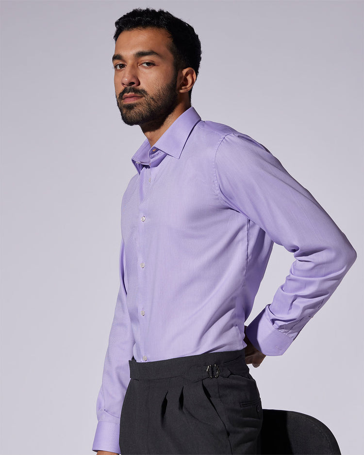 Blended Cotton Dobby Shirt - Lavender