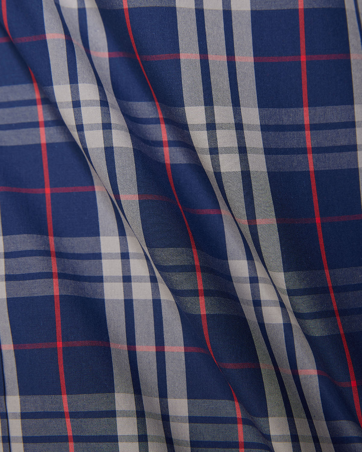 Japanese Poplin Checked Shirt - Navy & Red