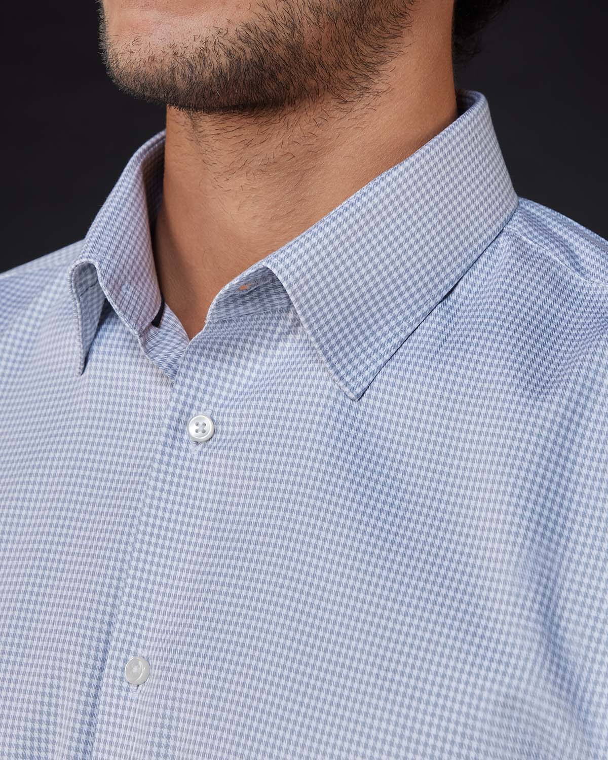 Houndstooth Shirt - Light Grey