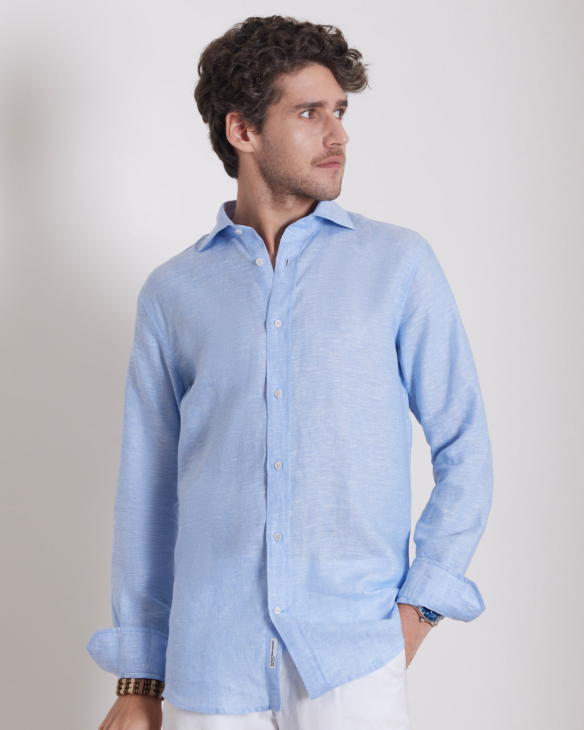 100% Linen Shirt - Light Blue