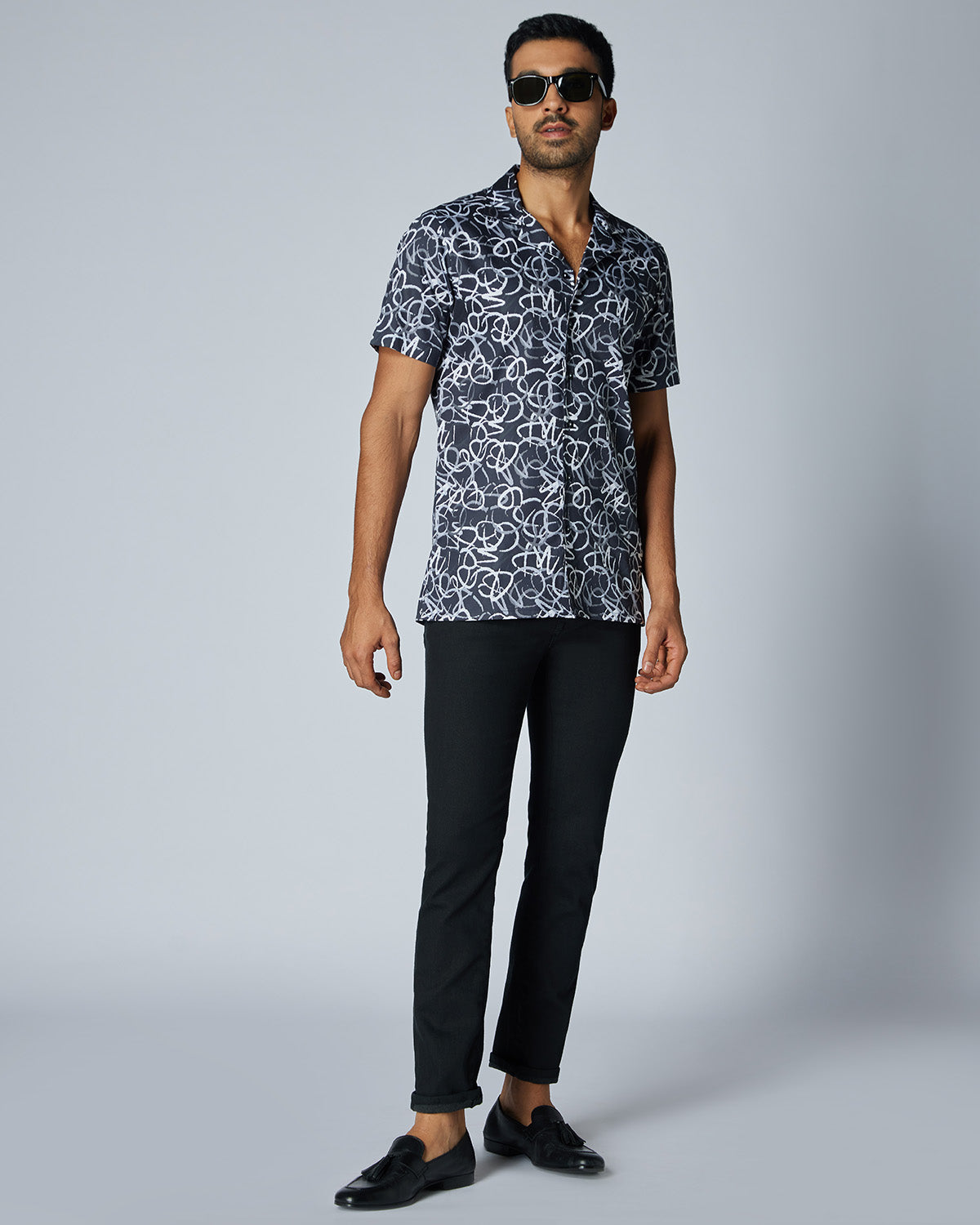 Scribble Printed Shirt - Black