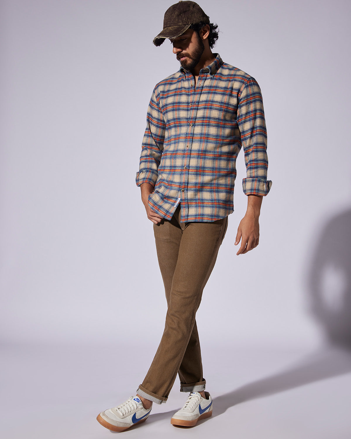 Japanese Flannel Checked Shirt - Beige