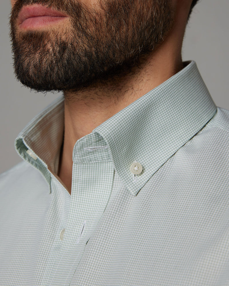 Micro-Checked Shirt - Green
