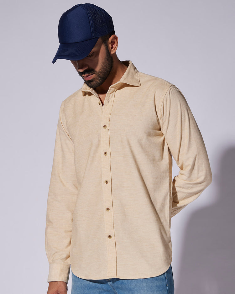 Cotton Corduroy Shirt - Beige Melange