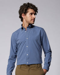 Wrinkle-Free Bamboo-Blend Dobby Shirt - Bluish grey