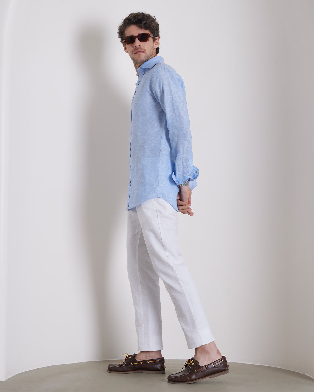 100% Linen Shirt - Light Blue