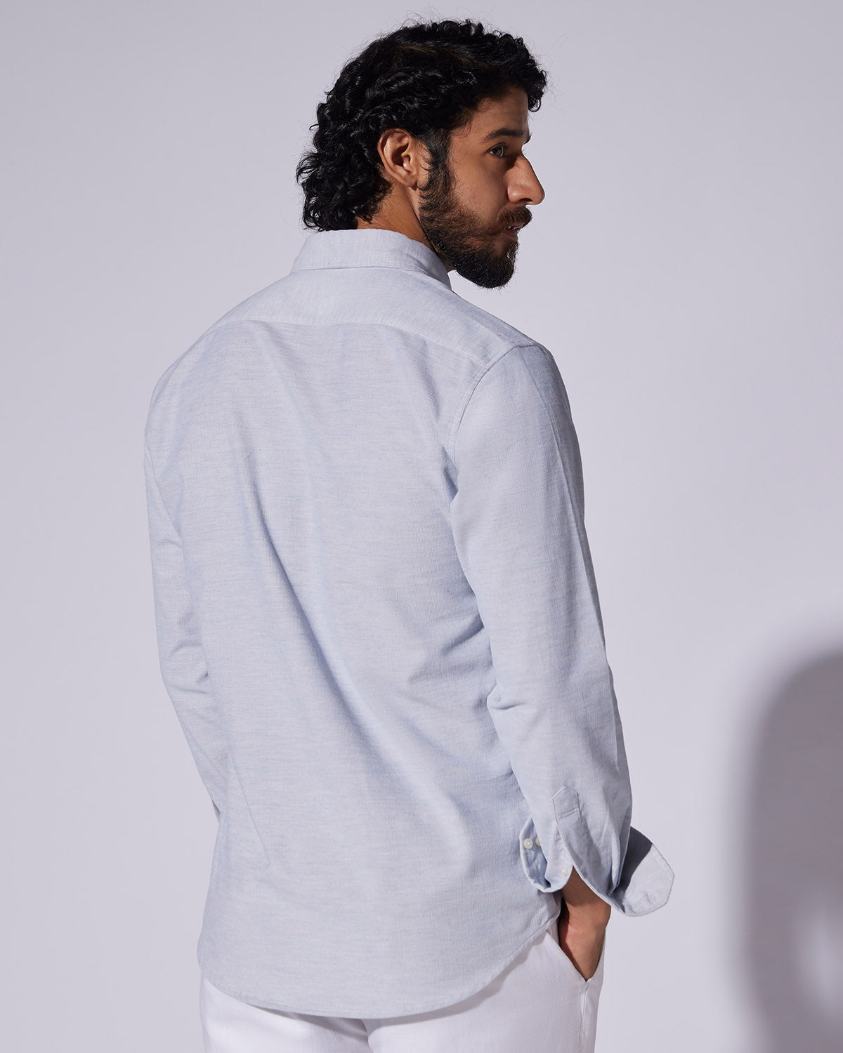 Cotton Corduroy Shirt - Sky Blue Melange