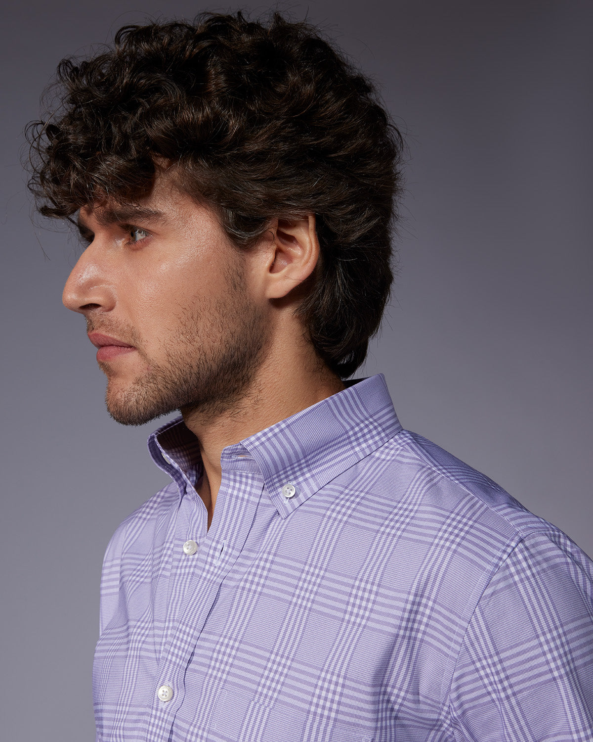 Dobby Checked Shirt - Lavender