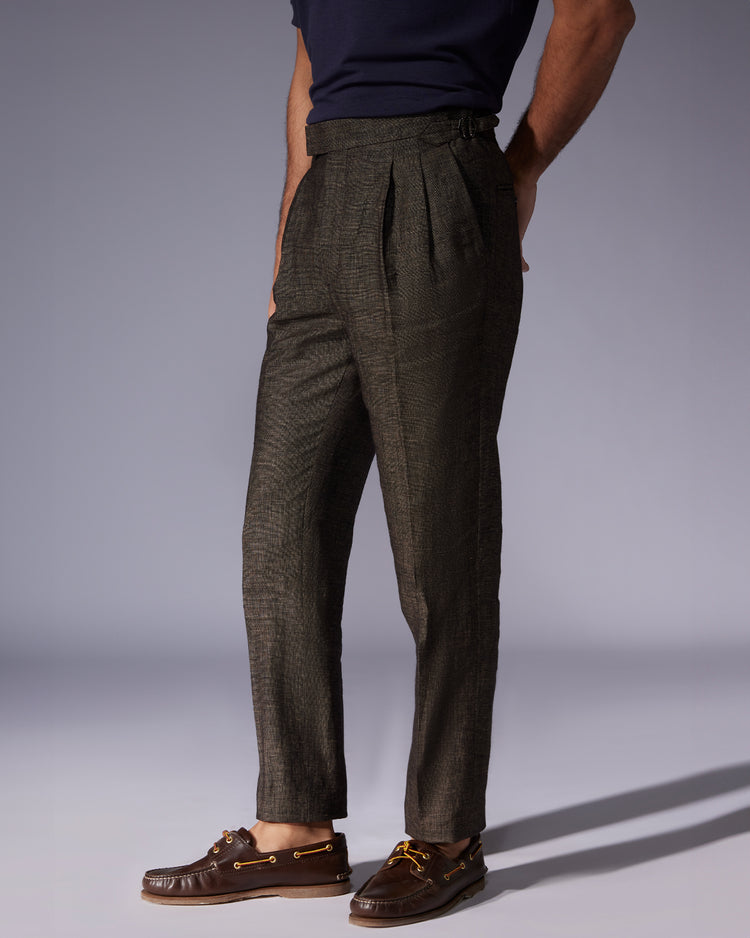 Aria Linen Neapolitan Dress Pants - Brown