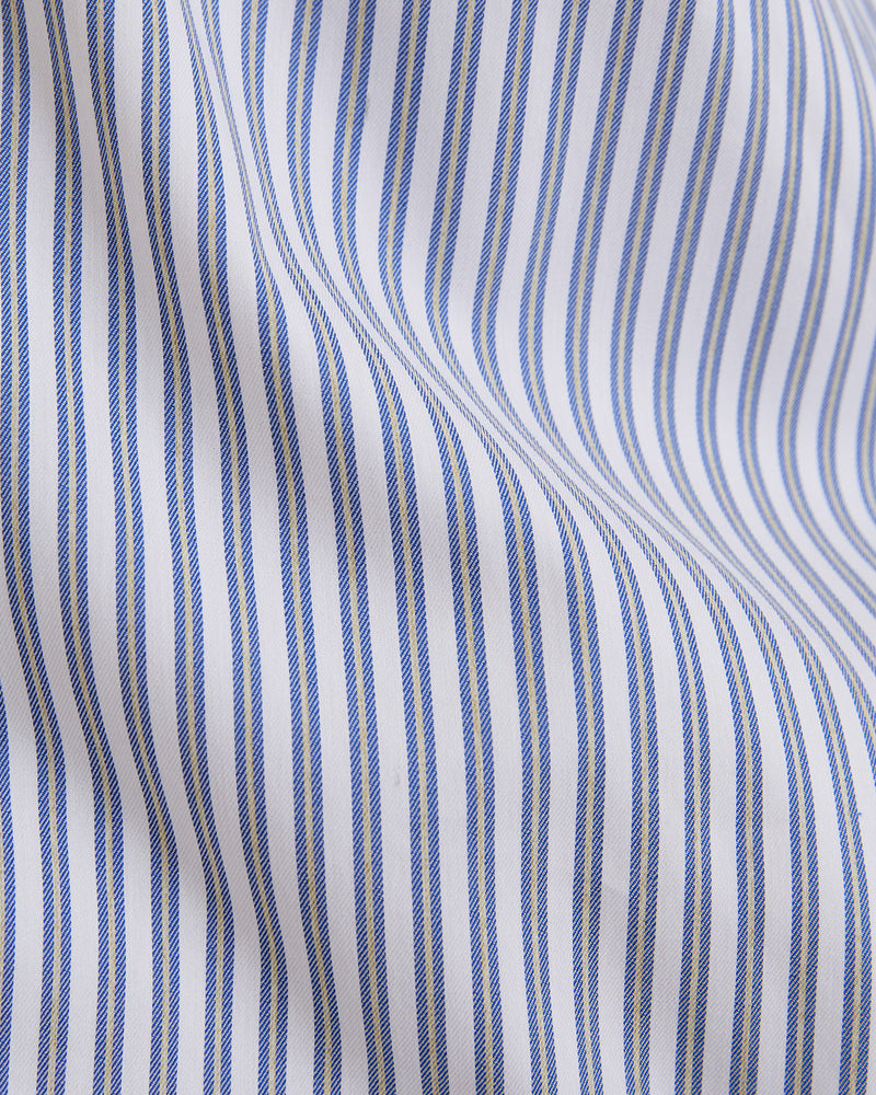 Dark Blue & White Stretch Twill Striped Shirt