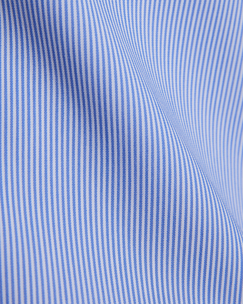 Blue & White Stretch Twill Striped Shirt