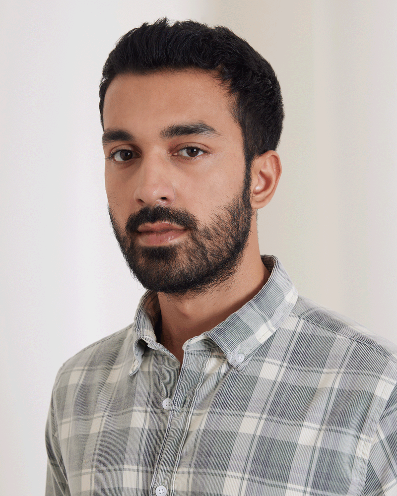 Green & White Corduroy Checked Shirt