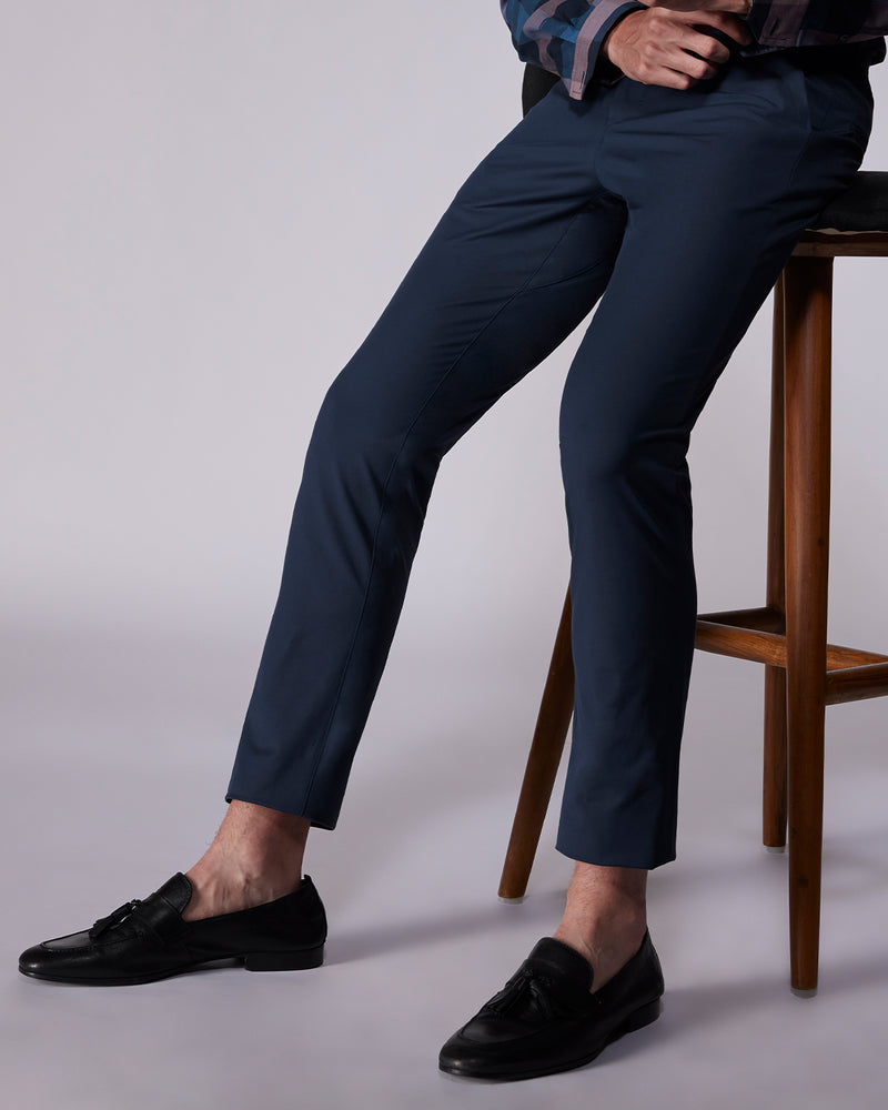 Tailored 4-Way Stretch Twill Smart Pants - Navy