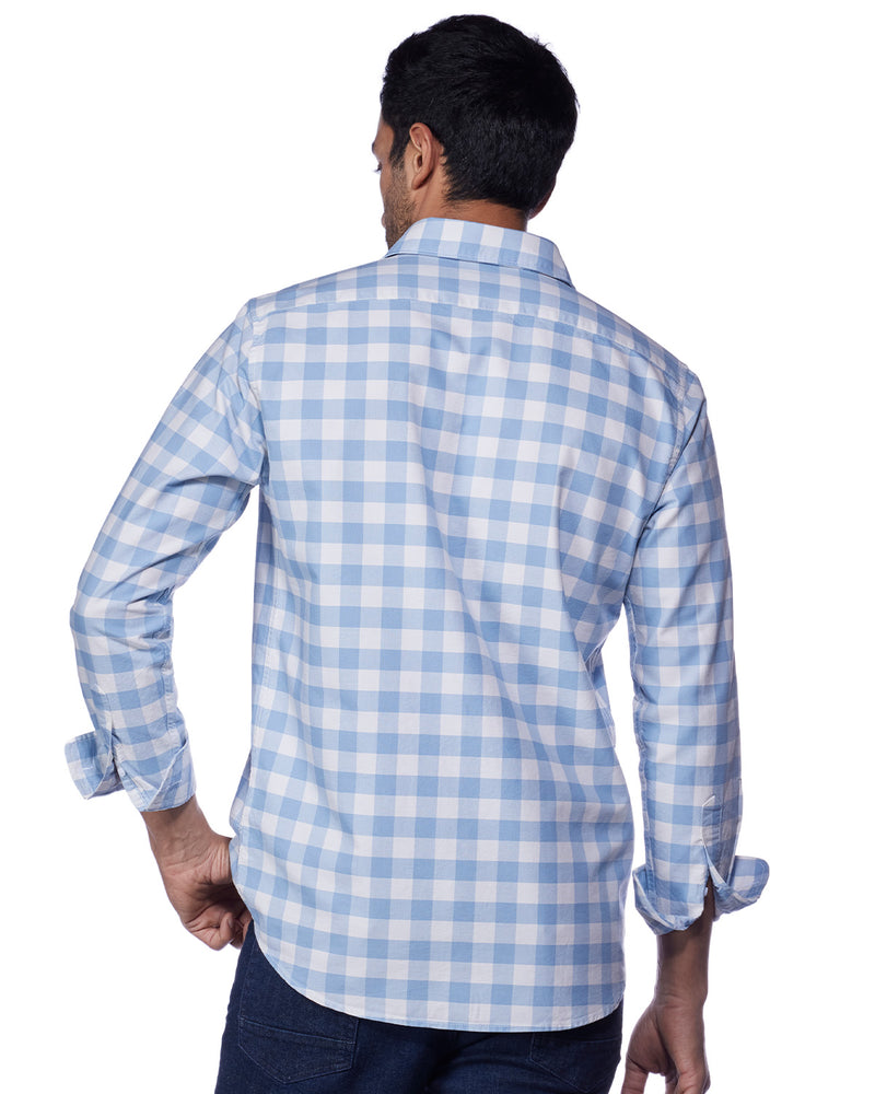 Light Blue Oxford Checked Shirt