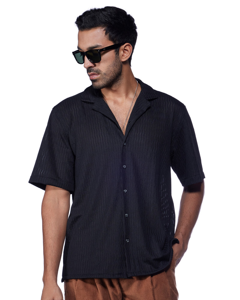 Black Dobby Knit Shirt