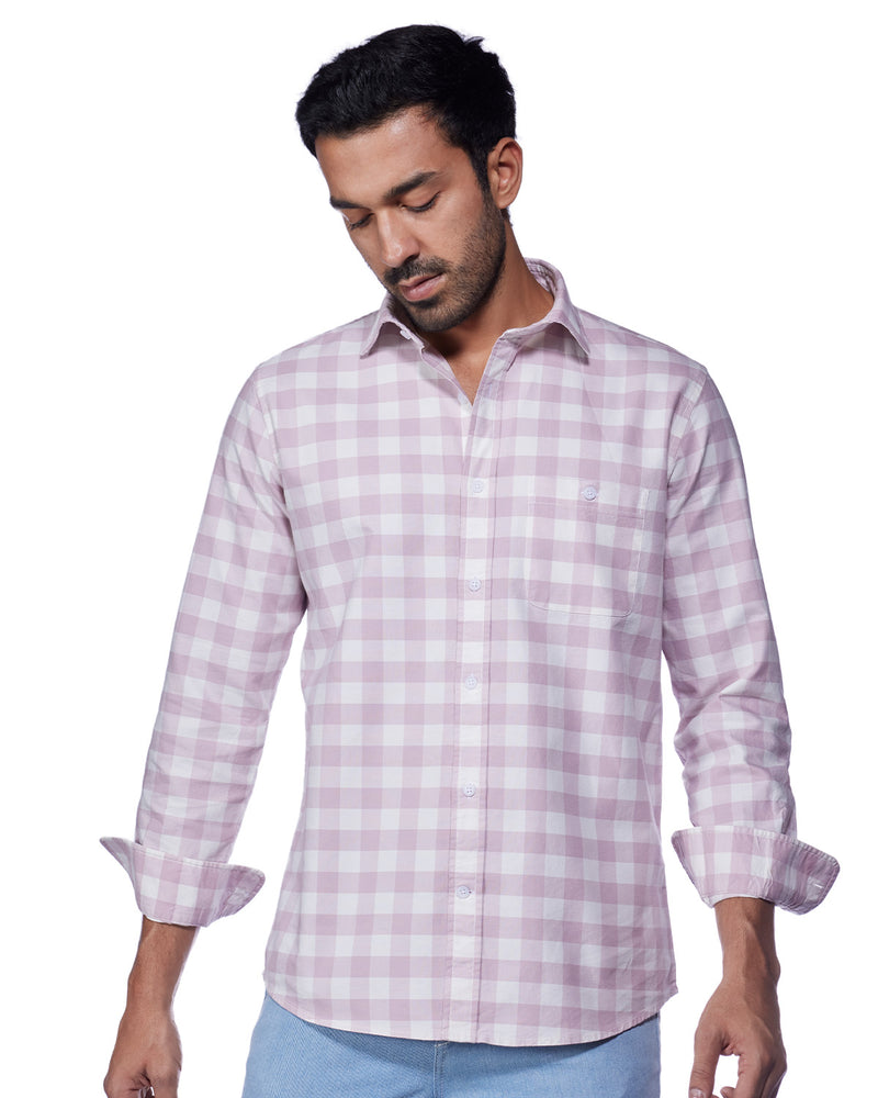 Pink Oxford Checked Shirt