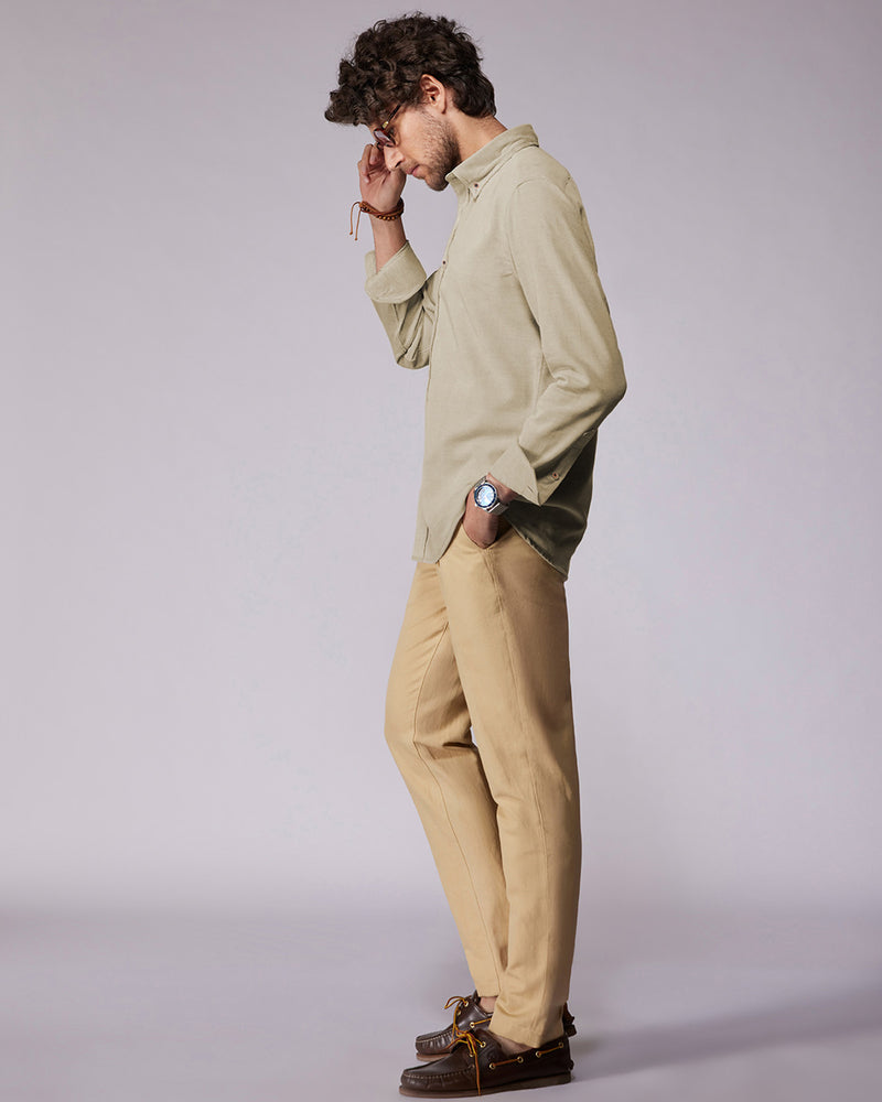 Beige Melange Corduroy Shirt