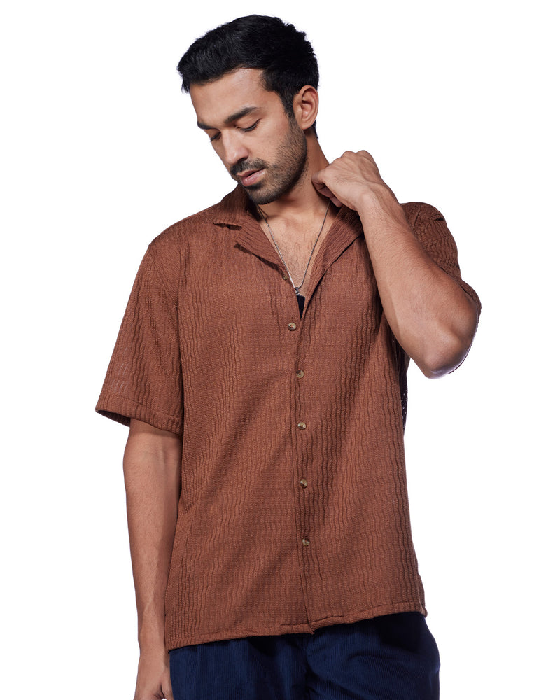 Brown Dobby Knit Shirt