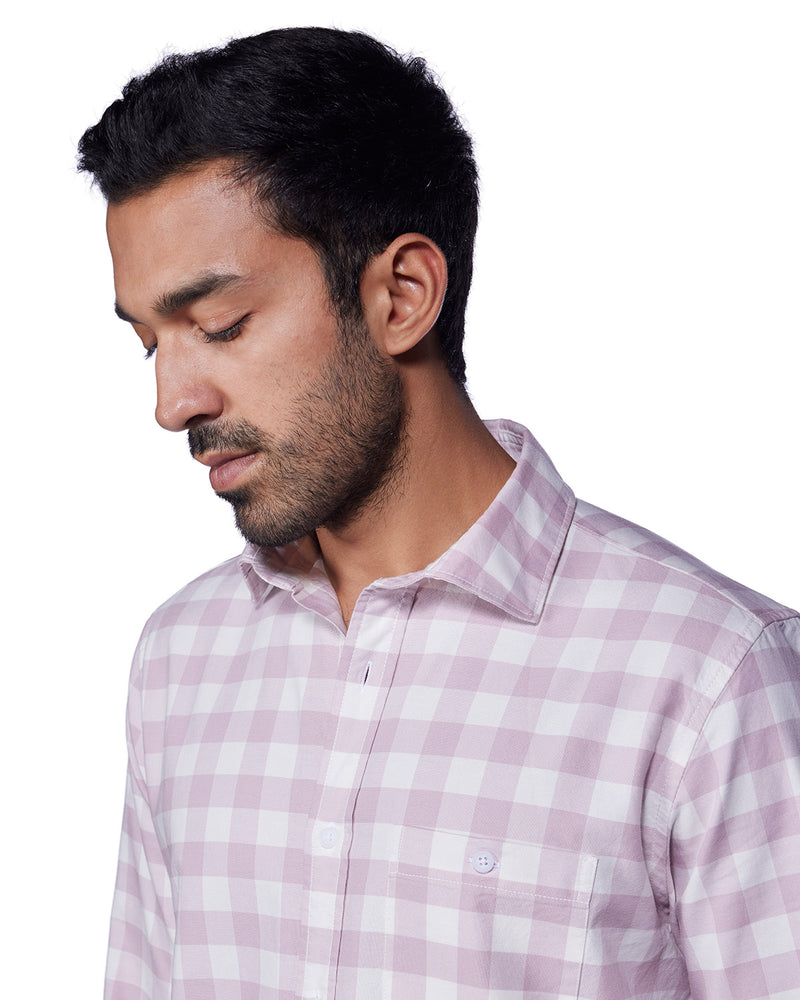 Pink Oxford Checked Shirt