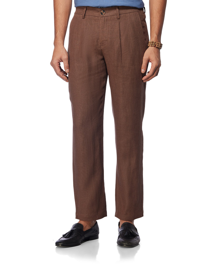 Summerscape Cotton Linen Pants - Brown