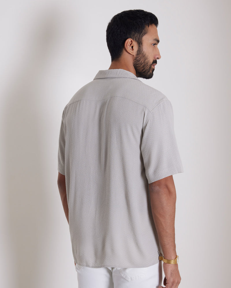 Grey Half-Sleeve Rayon Dobby Shirt