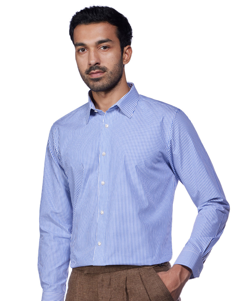 Light Blue Micro-Checked Shirt