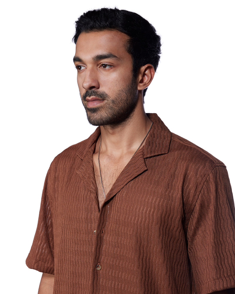 Brown Dobby Knit Shirt