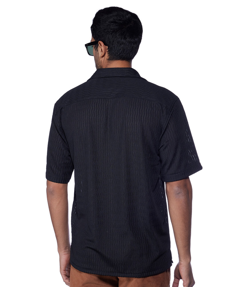 Black Dobby Knit Shirt