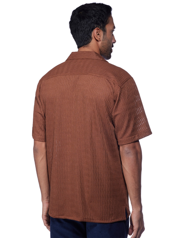 Brown Dobby Knit Shirt