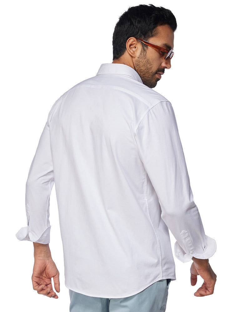 White Stretch Knit Shirt