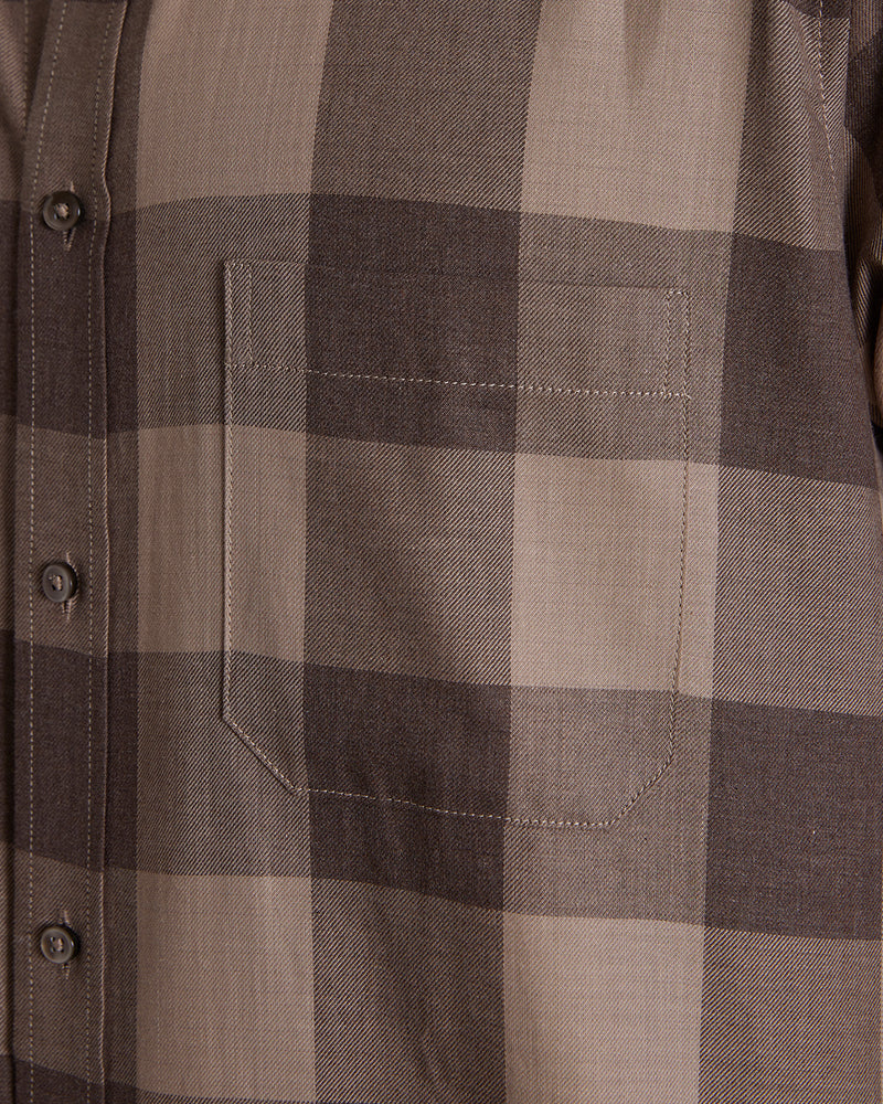 Khaki Twill Checked Shirt