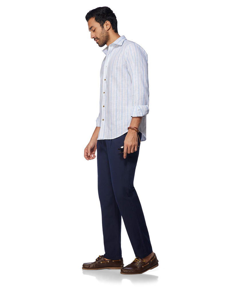 Summerscape Cotton Linen Pants - Navy