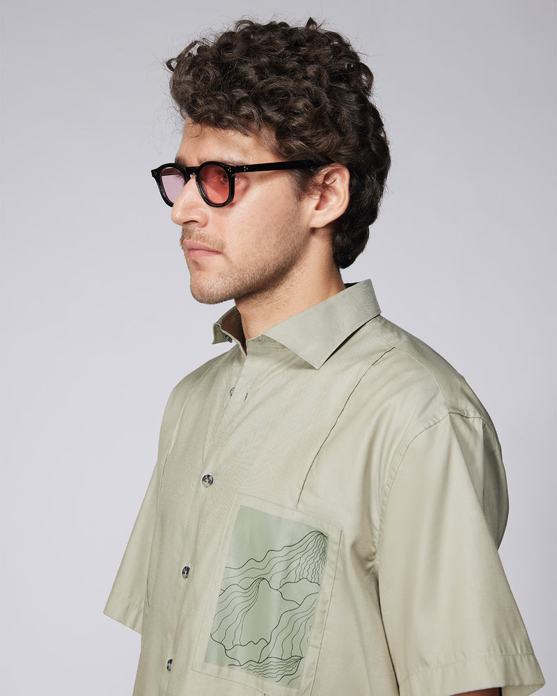 Olive Half-Sleeve Modal Twill Shirt