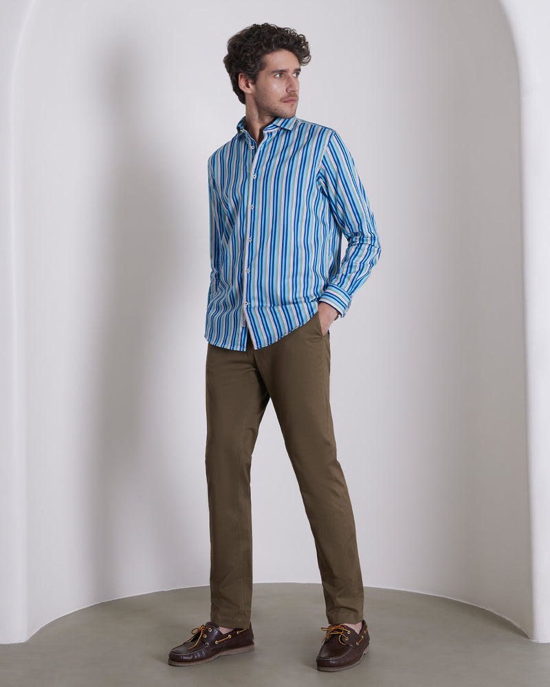 Multicoloured Twill Striped Shirt