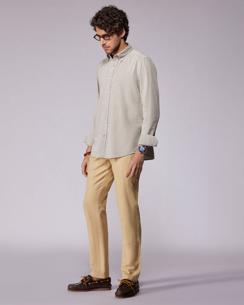 Beige Melange Corduroy Shirt