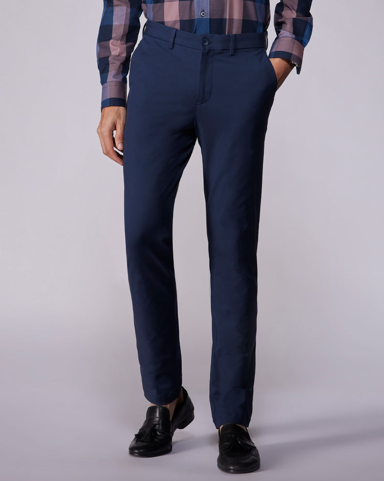 Tailored 4-Way Stretch Twill Smart Pants - Navy